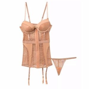 Youmita Push Up Lace Bustier & Thong 2 Pc Set XL